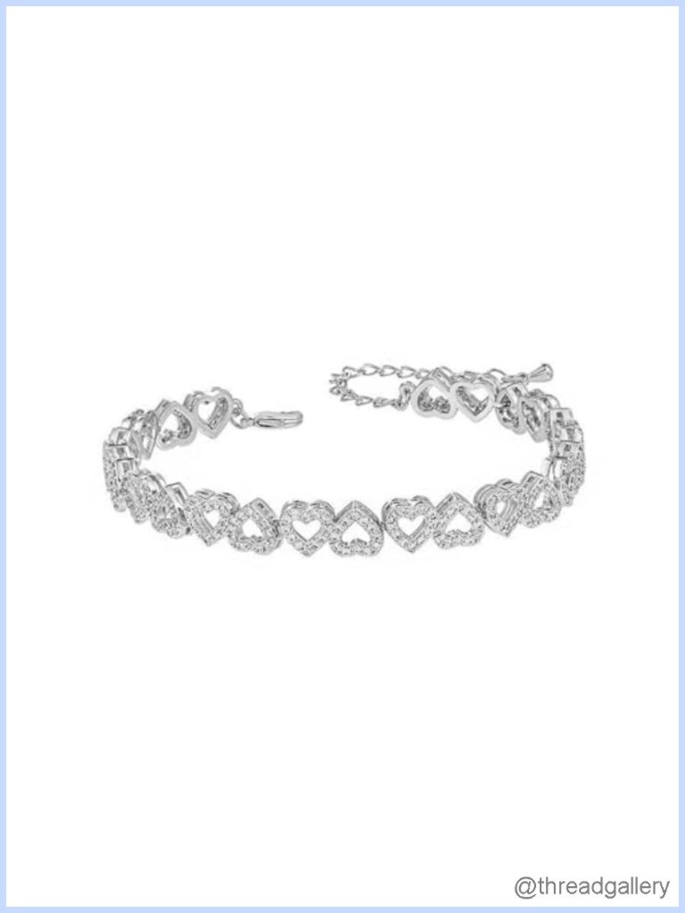 Brass Cuban Link Tennis Bracelet with Heart Crystal Jewelry